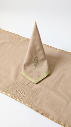 Beige Chikankari Table Napkin Square in set of 2/4/6 - 18x18 Inch