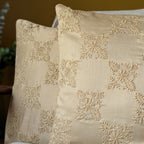 Chikankari Tan brown cushion cover with lucknowi hand embroidery white work embroidery